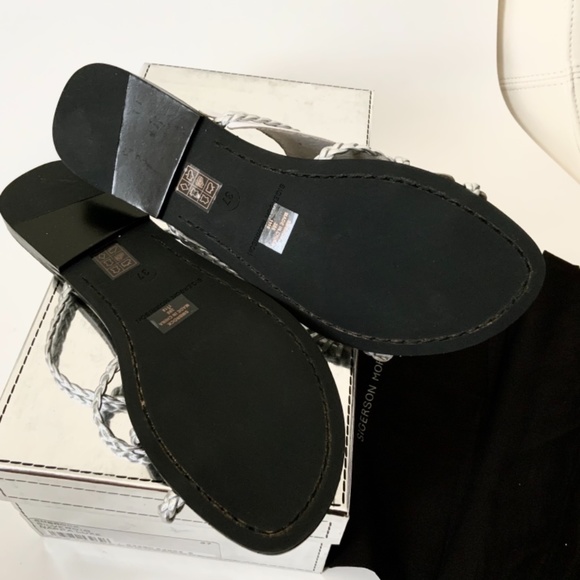 Sigerson Morrison Brock Silver Leather Flat Sandal Women’s Open Toe Mule Shoe 37 - Picture 5 of 6